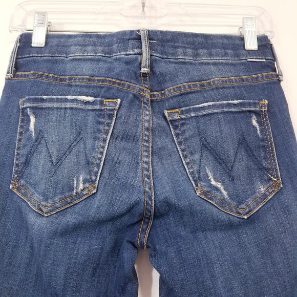 MOTHER Jeans The Looker in Rough it Up Blue Denim Distressed Skinny - Picture 4 of 16